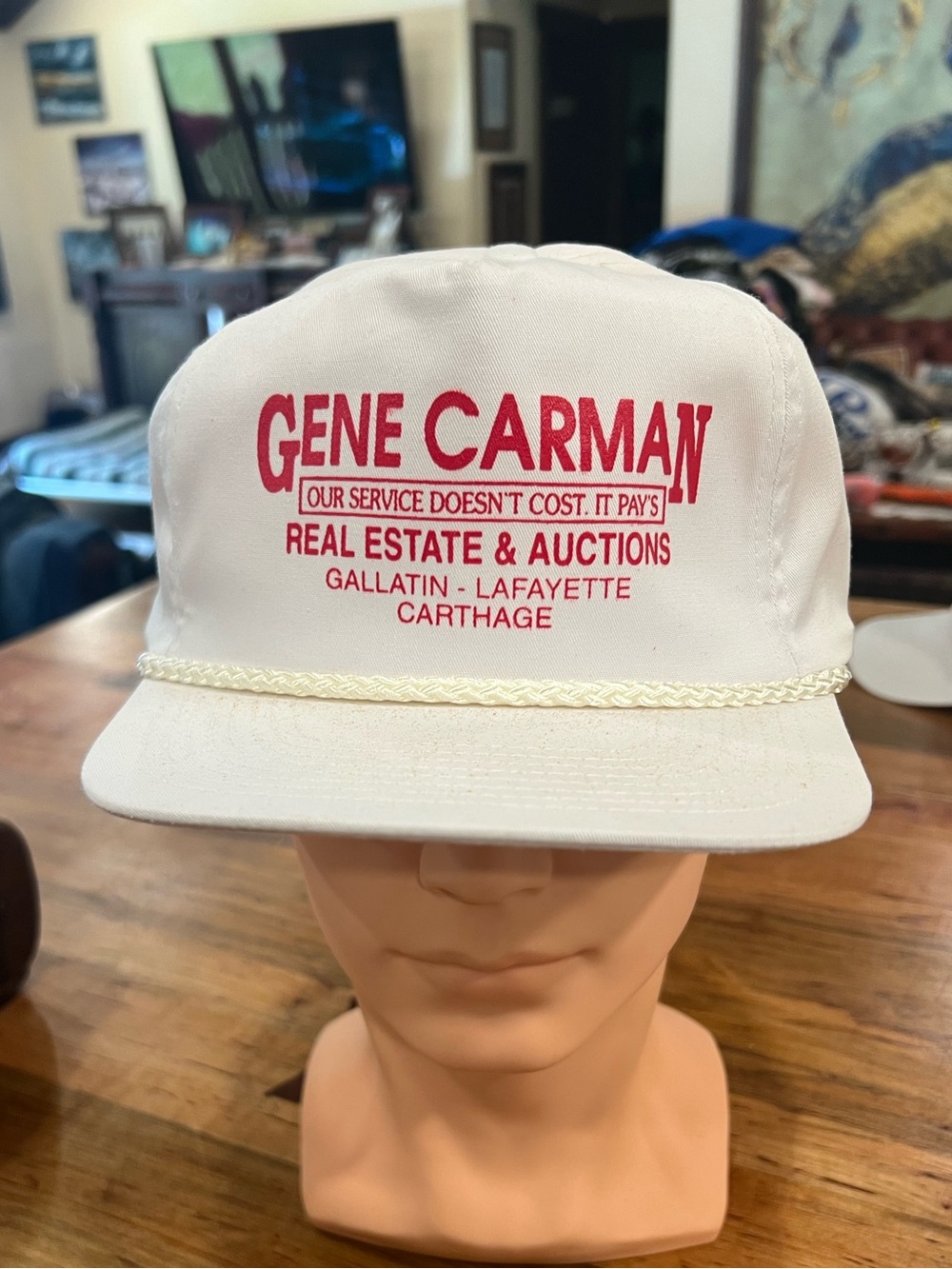 Gene Carman Auctions White Promotional Cap - Red Logo